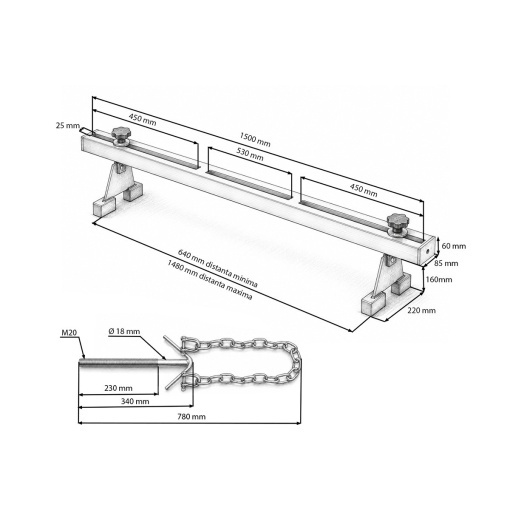 Bara traversa suport manual sustinere motor 500kg Breckner Germany - Img 6