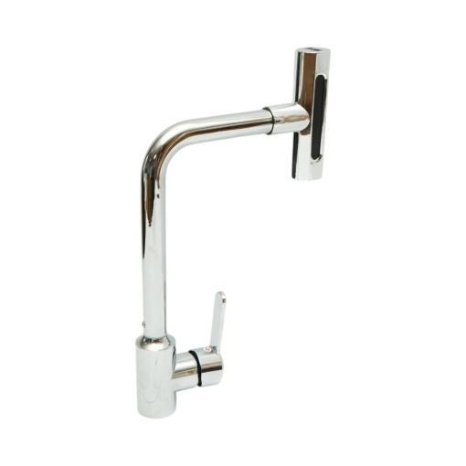 Baterie chiuveta bucatarie tip cascada, 4 functii de curgere, pipa rotativa 360 grade, monocomanda, crom lucios, aliaj zinc, furtunuri incluse - Img 3