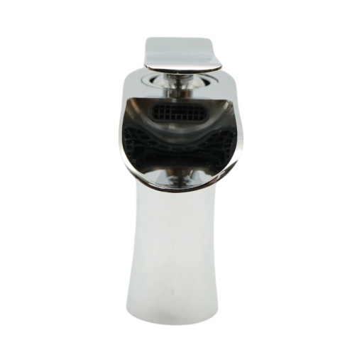 Baterie lavoar baie Premium din cupru, pipa tip cascada, design rotund, monocomanda, crom lucios, furtunuri incluse - Img 4