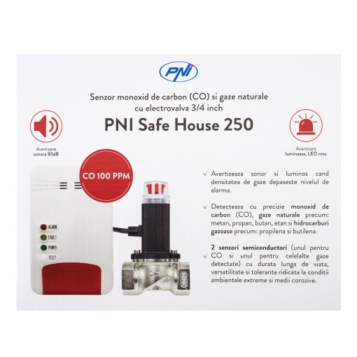 Bax cu 20 buc Kit PNI Safe House Dual Gas 250 cu senzori pentru 2 tipuri de gaz monoxid de carbon (CO) si gaze naturale si electrovalva 3/4 inch - Img 6