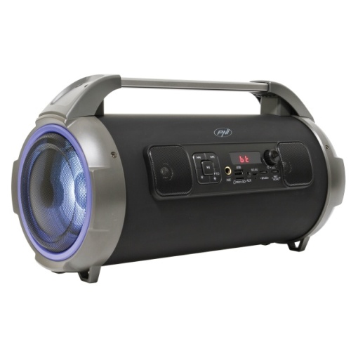 Boxa portabila PNI BoomBox BT240 stereo, 24W, cu Bluetooth, USB, slot card micro SD, radio FM, aux-in 3.5mm, functie karaoke, microfon cu fir, baterie reincarcabila, lumini led RGB, cablu USB si adapt - Img 3