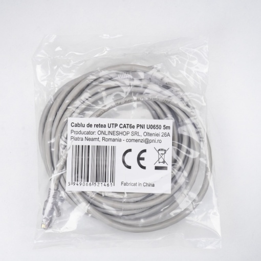 Cablu de retea UTP CAT6 PNI U0650, patch mufat 2xRJ45, 8 fire x 0.5 mm, 5m - Img 3