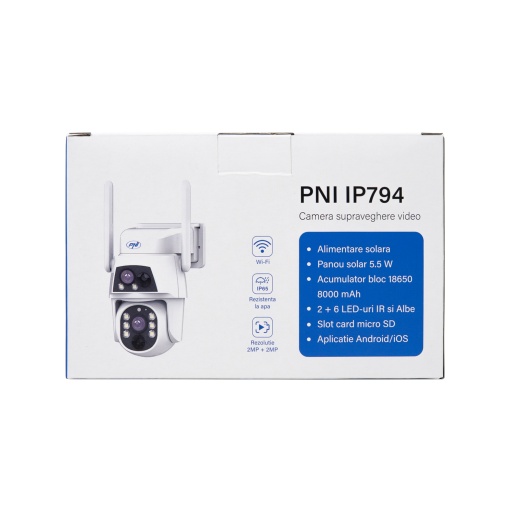 Camera supraveghere video PNI IP794 cu Wi-Fi, PTZ, dual lens 2MP + 2MP, panou solar 5.5W, acumulator bloc 8000mAh - Img 13