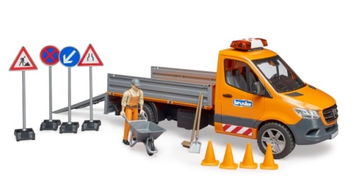 Camionetă întreținere drumuri MB Sprinter cu șofer și accesorii - Bruder 2677 scara 1:16 - Img 3