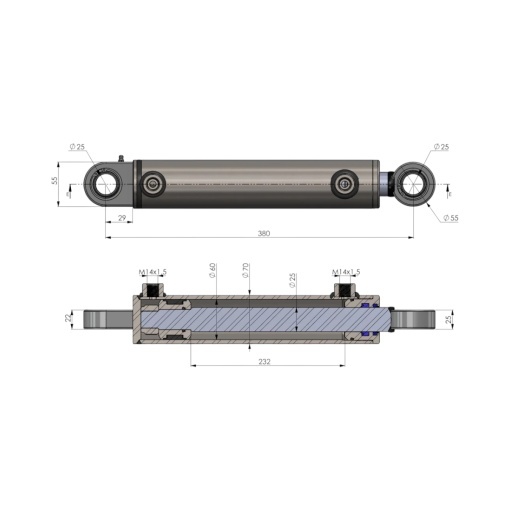 Cilindru directie hidraulic New Holland, Case IH 70x380x232mm cod OEM 5198883 - Img 6