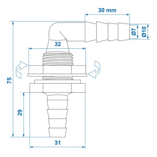 Conector rezervor apa cu conector 90 grade 1/2&quot; 10x12mm - Img 4