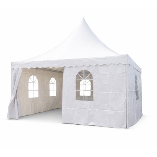 Cort evenimente pavilion tip pagoda 5x5m, alb impermeabil UV, acoperis PVC 750g/m2, cadru otel-aluminiu 48x48x2.5mm - Img 7
