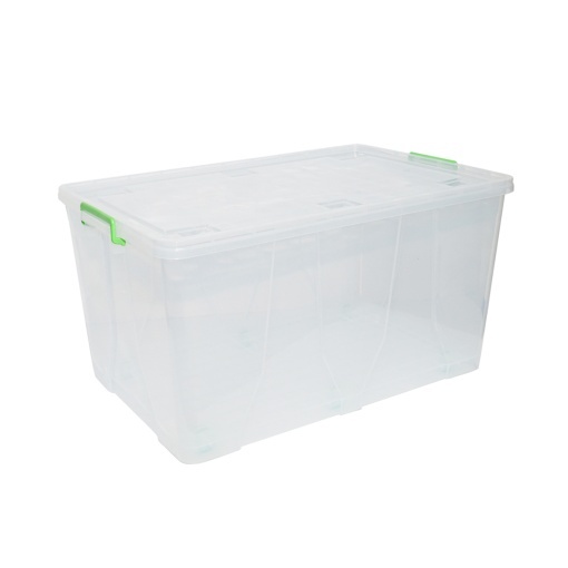 Cutie depozitare 120L cu capac si roti din plastic transparenta 800x515x420mm - Img 3