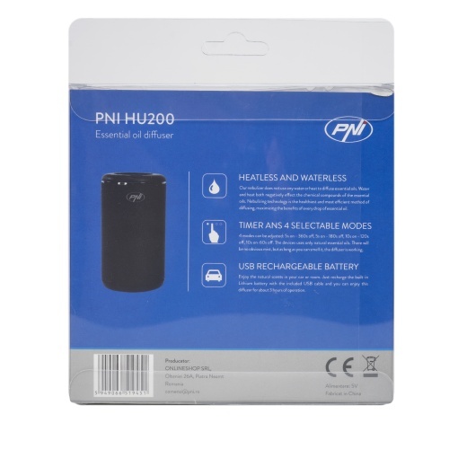 Difuzor odorizare auto PNI HU200 pentru uleiuri esentiale, cu acumulator, sticluta 10 ml inclusa - Img 4
