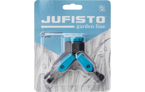 Distribuitor dublu Jufisto cu robinete, racord 1/2" și 3/4", ieșire 1/2", material unic - Img 3