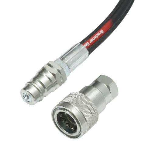 Furtun presiune sertizat pentru tiranti hidraulici 70cm cu armaturi 1/2 + 3/8 si supapa mos - Img 3