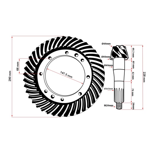 Grup conic fata U-650 U-651 (7 dinti pinionul cu 41 de dinti coroana) - Img 3