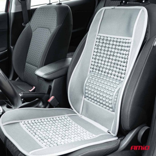 Husa scaun auto cu bile de masaj si suport lombar 110x46cm Gri - Img 2