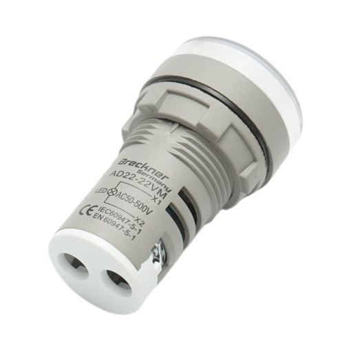 Indicator digital ampermetru LED alb 50-500V AC Ø 22mm Breckner Germany - Img 4
