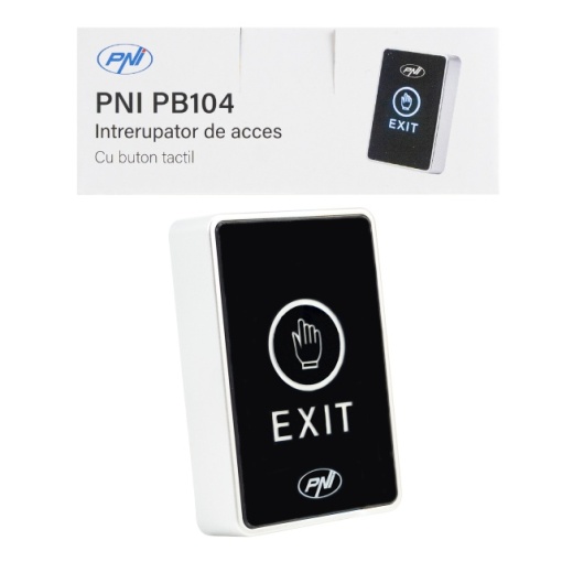 Intrerupator de acces PNI PB104, cu touch, montaj aplicat, NO/NC/COM, 12V/24V DC, LED stare, metalic, 5 fire - Img 2