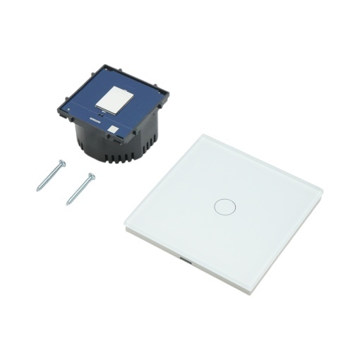 Intrerupator touch alb simplu 220V, indicator luminos, rama sticla 86x86x34mm - Img 5