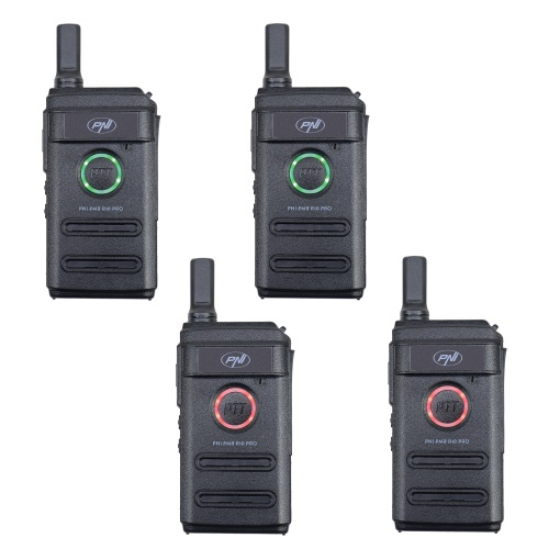 Kit 4 statii radio portabile PNI PMR R10 PRO, 446MHz, 0.5W, 16 canale programabile, 16 PMR si tonuri 50 CTCSS si 104 DCS, Monitor, Scan