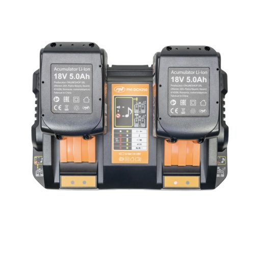 Kit incarcator dublu cu acumulatori PNI DCH250, include 2 acumulatori 18V 5Ah - Img 4