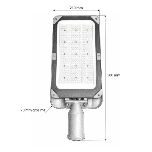 Lampa iluminat stradal LED 150W, 100-277V, 6500K, 25500lm cu prindere pe stalp 500x210x70mm IP66 Breckner Germany - Img 5