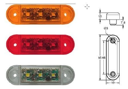 Lampa pozitie ovala alba 3 leduri - Img 2