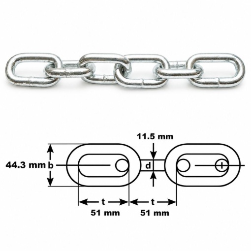 Lant otel zincat za medie 11.5x44.3x51mm, rola 4m - Img 2