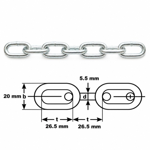 Lant otel zincat za medie 5.5x20x26.5mm, rola 20m - Img 2