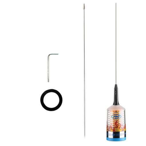 Pachet Antena CB PNI TRUCKER 9000 PL cu LED, lungime 140 cm, 26-28MHz, 1000W cu sticky Pad Drapel inclus - Img 5