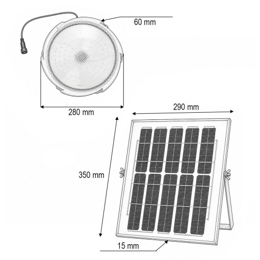 Plafoniera solara LED 200W, 6500K cu panou solar 12W, baterie LiFePO4 5400mAh, senzor miscare si telecomanda IP65 Breckner Germany - Img 4