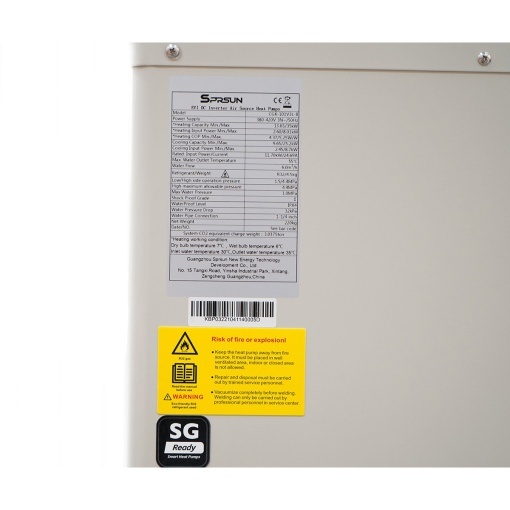 Pompa de caldura aer-apa monobloc 35kW, 380V, 55°C IPX4 SPRSUN - Img 7