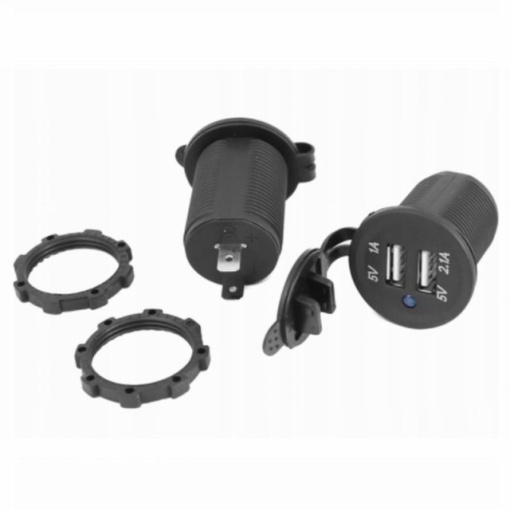 Priza bricheta cu 2 USB, 1A+2.1A, cu capace 12/24V - Img 6