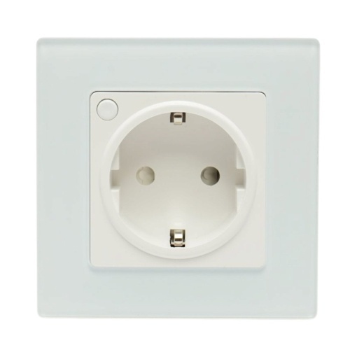 Priza inteligenta smart Wi-Fi alba incastrata 100-240V, 10A, 2200W, rama sticla 86x86x33mm, aplicatie Tuya Smart Life, compatibila Alexa si Google Home - Img 2