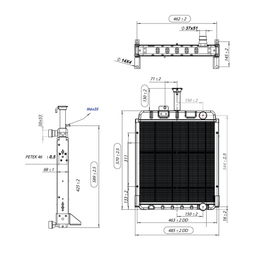 Radiator racire apa cu 3 randuri de celule pentru Case IH seria 85, 95 cod OEM 150-271, 1536373C1 Breckner Germany - Img 2