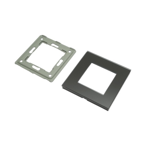 Rama simpla sticla neagra priza si intrerupator 86x86x10mm - Img 3