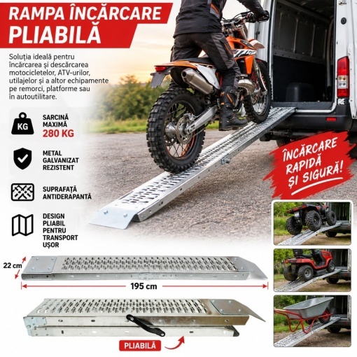 Rampa incarcare pliabila 195x22cm, sarcina maxima 280kg - Img 6