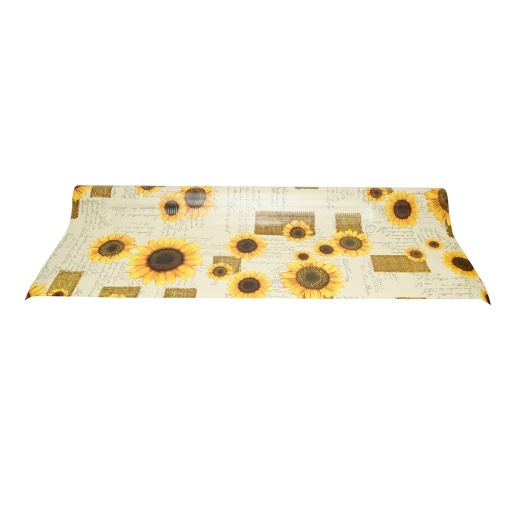 Rola fata de masa decorativa PVC 1.37x20m, grosime 0.18mm, textil 45 g/mp, model floarea soarelui Breckner Germany - Img 2