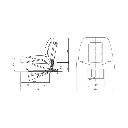 Scaun universal negru cu reglaj pentru tractor UTB U-650, U-445, Fiat, Case - Img 4