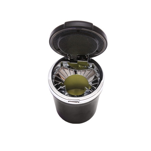 Scrumiera auto universala neagra-argintiu cu lumina multicolor LED - Img 2