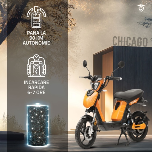 Scuter electric Samus Chicago-18T800-48V26-Portocaliu CIV INCLUS - Img 5