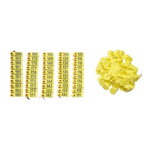Set 100 crotalii numerotate 101 -200 galbene pentru capre, oi Breckner Germany - Img 3