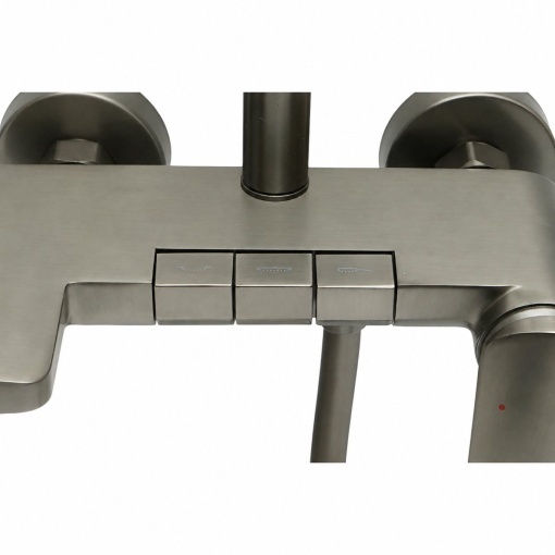 Set dus Premium multifunctional de perete din cupru, 3 functii curgere apa, dus dreptunghiular tip ploaie, para de dus, gri grafit satinat - Img 6