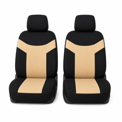 Set huse scaune auto universale crem-negru, material textil 8 piese - Img 2