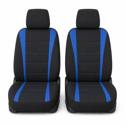 Set huse scaune auto universale negru-albastru, material textil 8 piese - Img 2