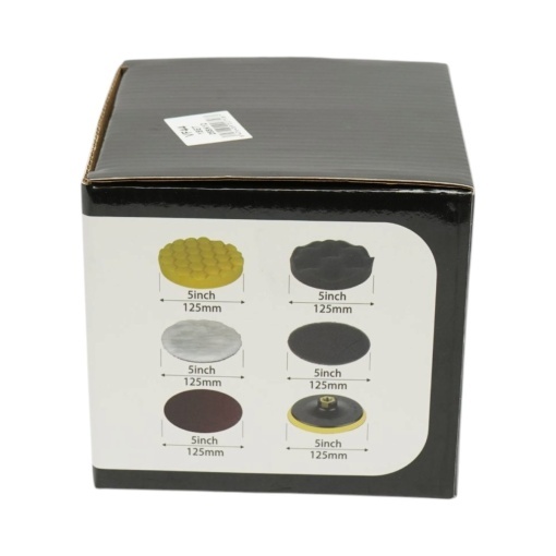 Set slefuire si polisare 125mm Velcro, bureti polisare, pad lana, pad abraziv, discuri abrazive P80, P120, P180, adaptor M14 pentru polizor unghiular si bormasina 9 piese Breckner Germany - Img 10
