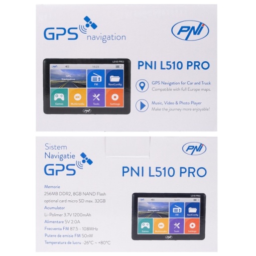 Sistem de navigatie GPS PNI L510 PRO ecran 5 inch, 800 MHz, 256MB DDR2, 8GB memorie interna, FM transmitter - Img 2