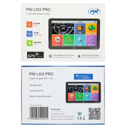 Sistem de navigatie GPS PNI L512 PRO cu parasolar, 7 inch, 800 MHz, 512MB DDR, harta Full Europe inclusa - Img 4