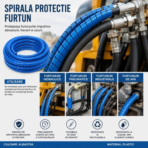 Spirala protectie furtun albastra 50x56mm 20m/rola Breckner Germany - Img 3