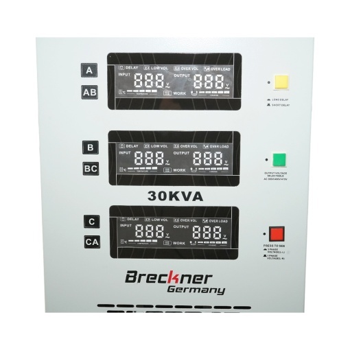 Stabilizator automat de tensiune 30KVA trifazat cu servomotor, bypass, afisaj LCD Breckner Germany - Img 6