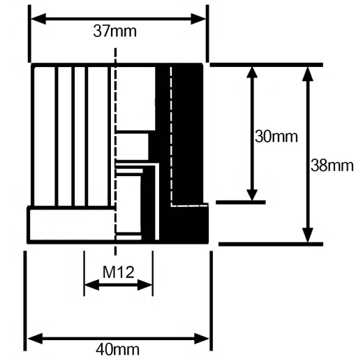 Tampon plastic patrat cu filet interior 40x40mm M12 1.5mm - Img 2