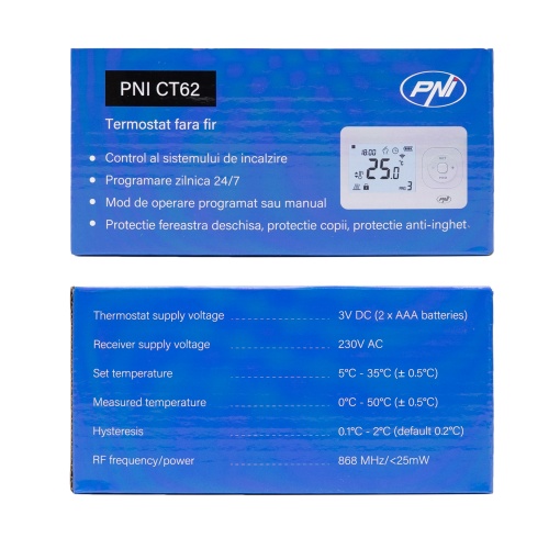 Termostat fara fir PNI CT62 pentru centrale termice, afisaj iluminat, programe zilnice - Img 7