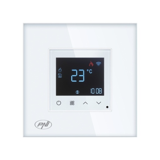 Termostat inteligent PNI CT26W WiFi incalzire in pardoseala electrica sau grup pompare, senzor pardoseala inclus, montaj incastrat, control din aplicatia Tuya Smart, programare zilnica, mod manual/aut